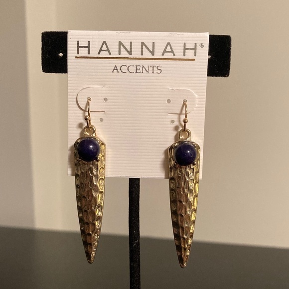 Hannah Gold And Dark Blue Dangle Earrings 12$